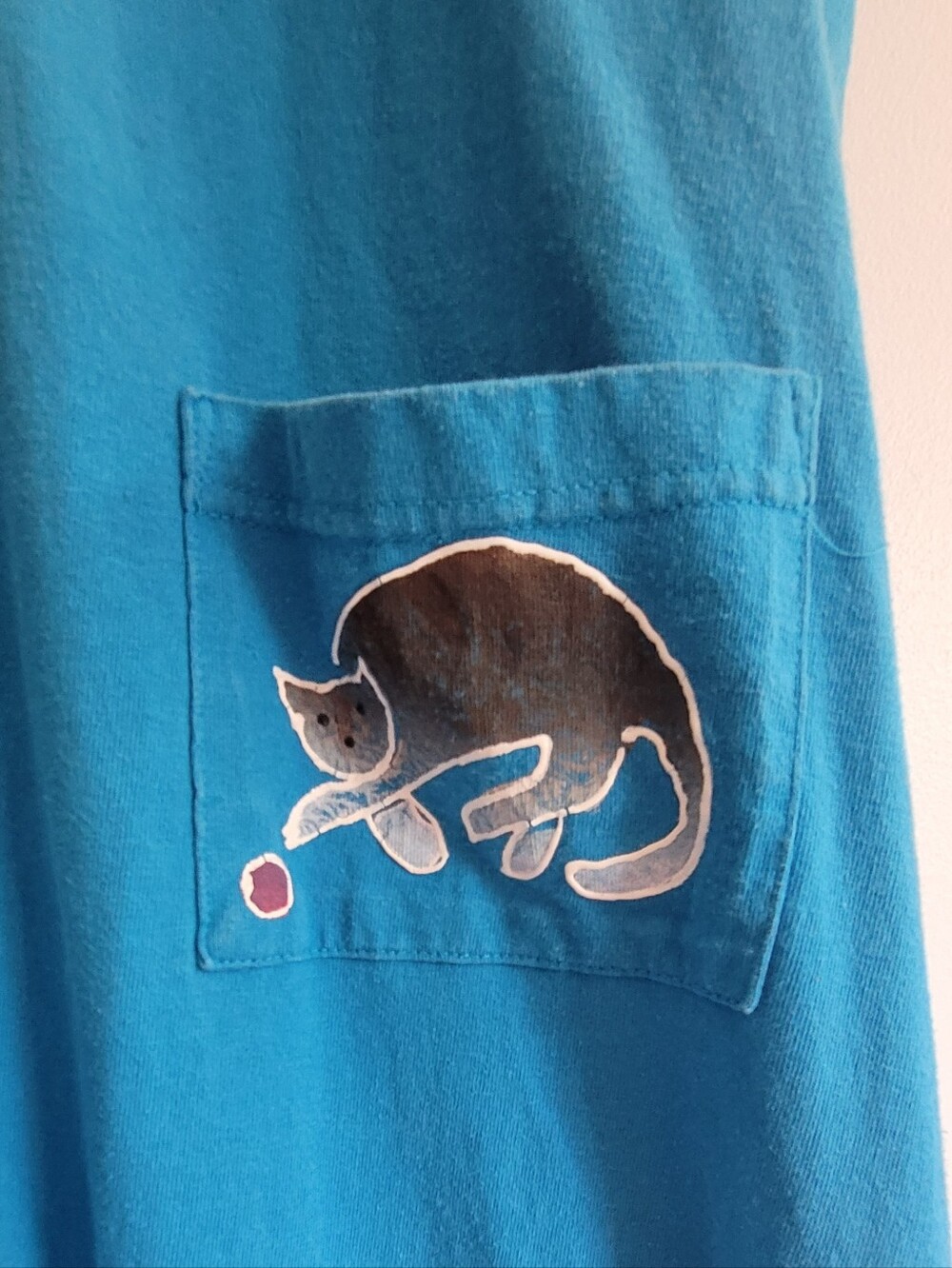 Teal Cat Patch Pocket Moomoo - Picture 6 of 7